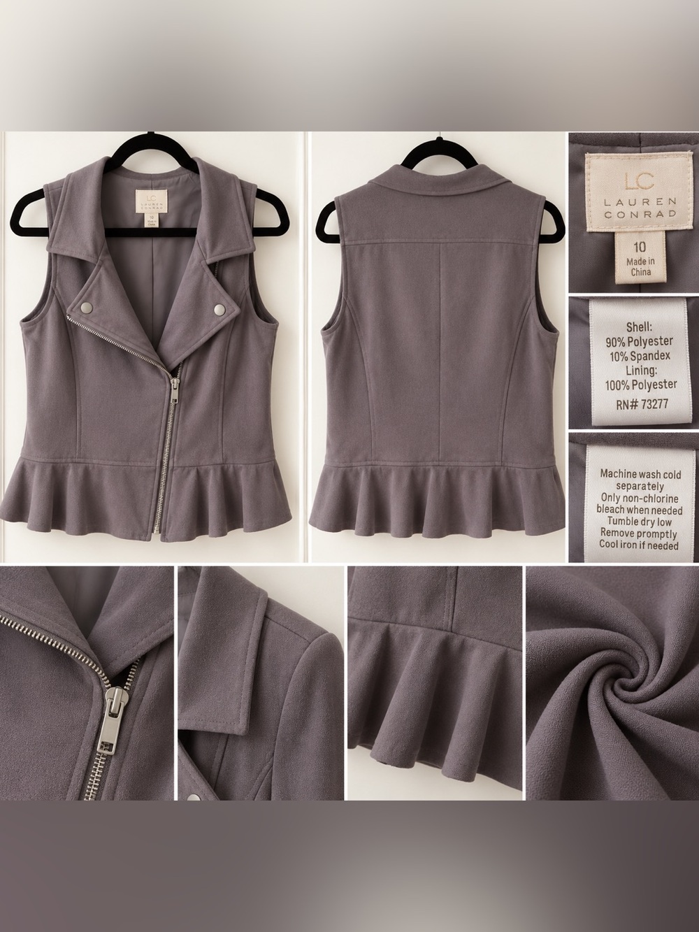 Lauren Conrad Women's Peplum Vest in Purple Size 10 Like New